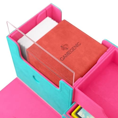 Gamegenic The Academic 133+ XL Premium Deck Box | Double-Sleeved Card Storage | Card Game Protector | Holds Up to 122 Cards Plus Game Accessories | Teal/Pink Color | Made thumbnail 11