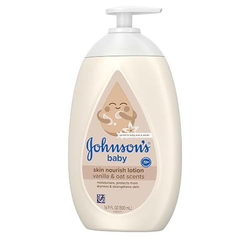 Johnson's Skin Nourishing Baby Lotion, Vanilla & Oat Scents, Hypoallergenic Baby Body Lotion for 72 Hour Hydration Until Baby's Next Bath Moisturizes & Protects from Dryness, 16.9 fl. oz thumbnail 7