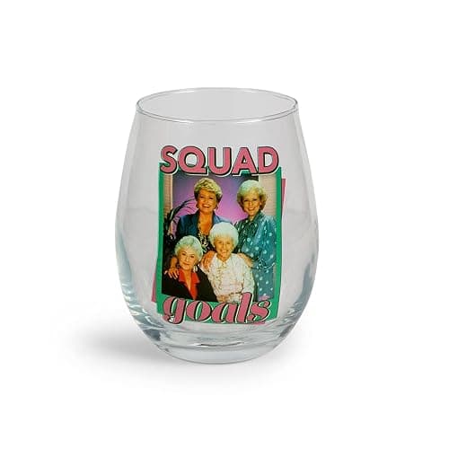 Golden Girls The Squad Goals Stemless Wine Glass | Official TV Show Collectible Drinkware | Novelty Kitchen Gifts, Cocktail Glass For Home Barware | Holds 20 Ounces - Image 1
