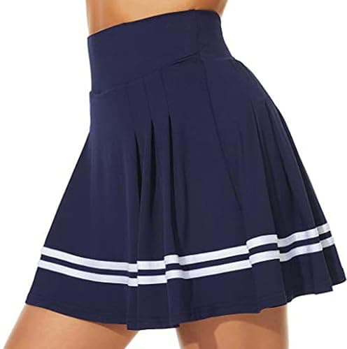 ThreeH Women High Waist Pleated Tennis Skirt Built-in Lining Shorts Girls School Uniforms Skates Skirts with 2 Pockets thumbnail 3