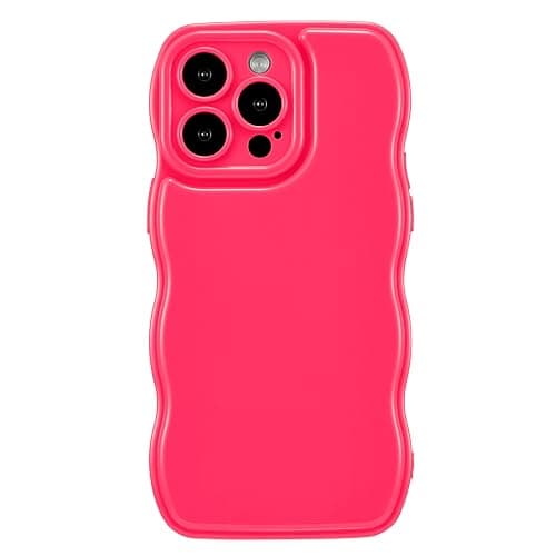 FABSPARK Phone Case for iPhone 13 Case,Simple Wave Design Wavy Frame Soft Silicone Aesthetic for iPhone 13,Hot Pink - Image 1