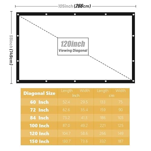 BooLooT Projector Screen Portable Movies Screens 16:9 Foldable Wrinkle-Resistant Fabric with Dual Adhesive/Nail Hooks for Stable Wall Mount, Ideal for Home Theater & Movie Nights (120 inches) thumbnail 2