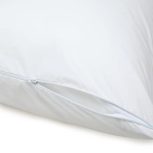 Amazon Basics Down Alternative Bed Pillows and Pillow Protector Case 2-Piece Set, Medium Density, Standard - Pack of 2, White, 26"L x 20"W thumbnail 6