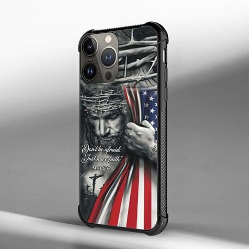 DAIZAG Case Compatible with iPhone 15,Shockproof Soft Phone Cover for Boy Men Gift Case,Christian Jesus God Bless American Flag thumbnail 6