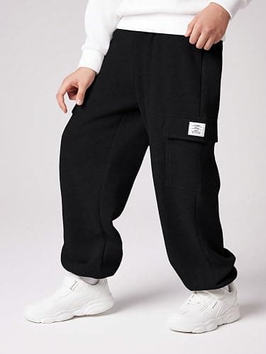 RoseSeek Boy's Wide Leg Cargo Pants Baggy Sweatpants Casual Sports Joggers Big Kids Long Trousers with Pockets thumbnail 4