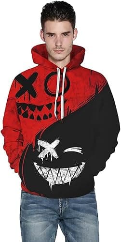 Basoteeuo Mens Hoodies Pullover Graphic Design 3D Cool Novelty Long Sleeve Hooded Sweatshirts with Pockets thumbnail 2