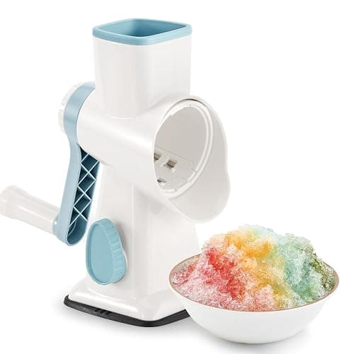 KEOUKE Rotary Ice Shaver Manual White - Stainless Steel Blade, Quick Labor-Saving Handle, Safe Stable Suction Base, Home Using Snow Cone Machine for All Ice Cubes - Image 1
