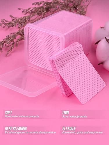 800 PCS Lint Free Nail Wipes, Eyelash Extension Glue Wipes, Lash Glue Cleaning Pads, Adhesive Wipes, Nail Polish Remover Wipes for Lash Extension Supplies (Pink) thumbnail 7