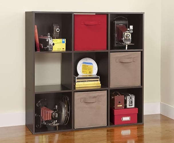 ClosetMaid 9 Cube Laminated Wood Stackable Open Bookcase Display Shelf Organizer for Household, Living Rooms, and Studies, Espresso thumbnail 6