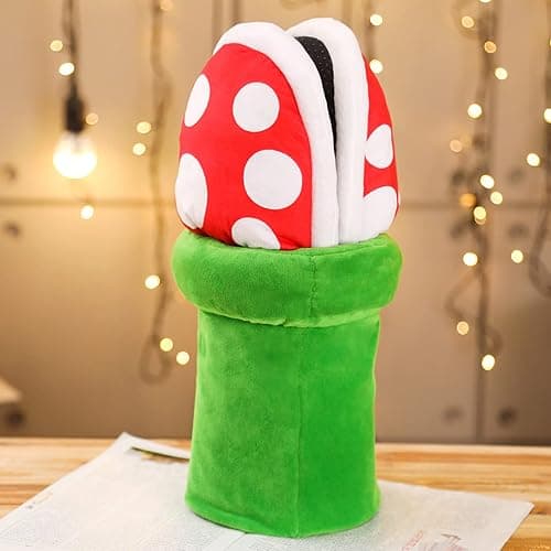 LIN&BABAY Piranha Plants Slippers for Women Men Cute Cartoon Cotton Shoes with Green Pipe Pot Holder Valentine's Day Gifts thumbnail 3