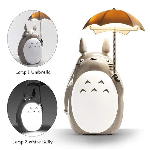 Lenporl Totoro Umbrella LED Night Light Kid's Character Lamp USB Charge (White Belly) Bonus Totoro Tumbler thumbnail 2