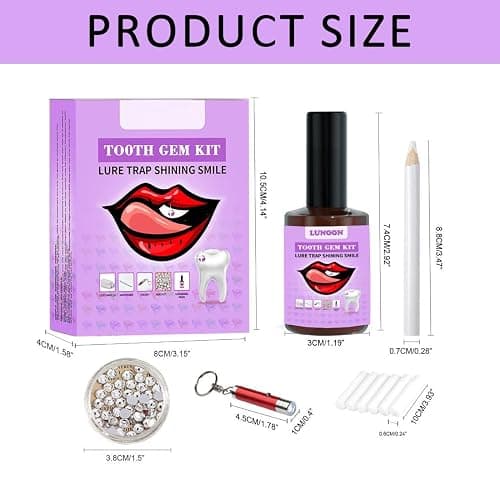 GXGM 1 ensemble Kit Strass Dentaire,Kit Dentaire Professionnel,Bijoux Gemmes pour Décoration de Dents De Ongles,Colle Dent, Avec Oeil-De-Cheval Blanc Diamants thumbnail 2