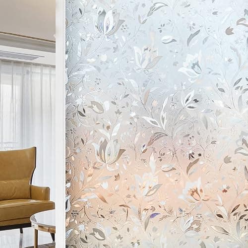 Hoonng Window Privacy Film for Glass, Tulip Removable Static Film, 17.5x78.7 Inch thumbnail 2