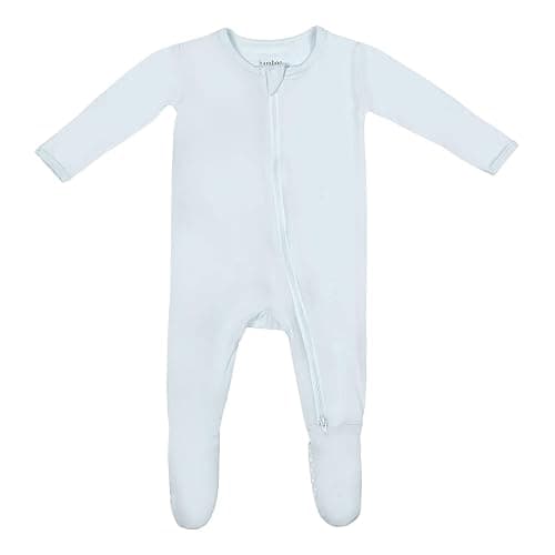 Bamboo Little Soft Baby Footie Pajamas, Baby Clothes, Newborn Sleepers, 95% Viscose and 5% Spandex, 0-24 Months - Cashmere Blue - 12-18 Months - Image 1
