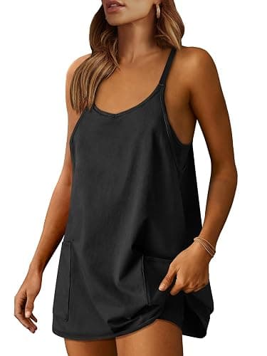ANRABESS Women Athletic Dress Summer Tennis Workout Active Sports Mini Romper Dress Built in Shorts Travel Vacation Clothes - Image 1