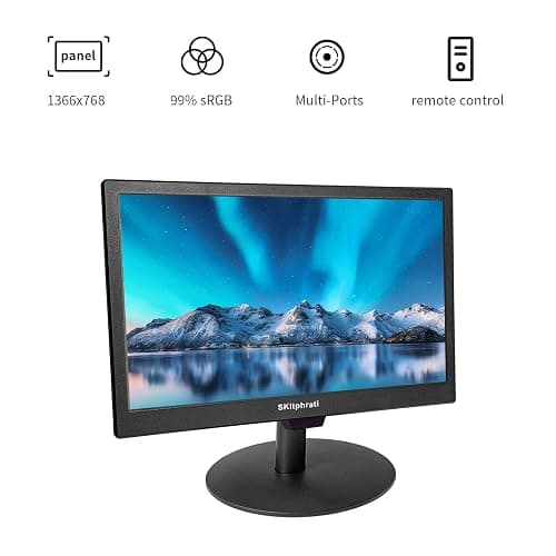 SKitphrati 15.6 Inch Small Monitor 1366x768 TN Screen Display Mini Monitor with HDMI VGA BNC Ports, VESA Mounting, LED Monitor for PC, Laptop and Computer, Built in Speaker thumbnail 5