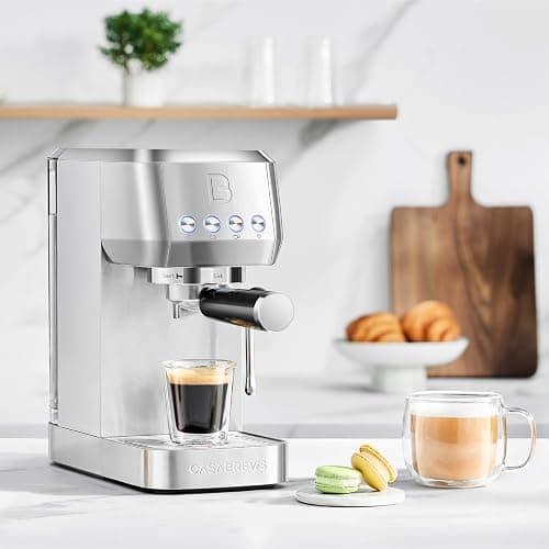 CASABREWS 3700 Essential Espresso Machine 20 Bar, Stainless Steel Cappuccino & Latte Machine with Steam Frother for Home, 43.9oz Water Tank, Silver thumbnail 2
