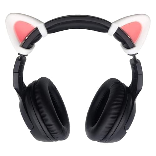 REEYEAR Cute Pink Cat Ears Fits for HypreX Cloud/Cloud Stinger/Cloud Flight Headsets, Universal Fit Lovely Kitty Adjustable Attachment Straps for Video Live Gaming Headphone,White & Pink thumbnail 7