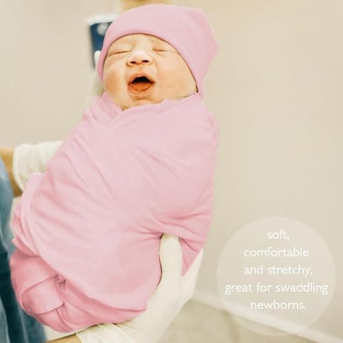 OWLOWLA Newborn Swaddle Set Stretchy Swaddle Blankets for Newborns 0-6month | Soft Breathable Fabric,Baby Swaddle Set Size 32"x32",Baby Receiving Blanket for Boys Girls,Blush thumbnail 4