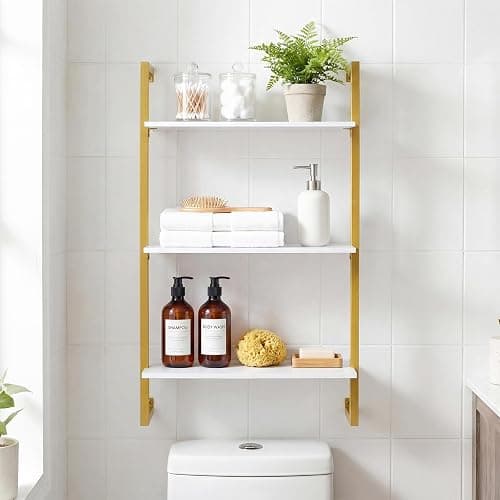 COSTWAY Mensola da Parete a 3 Livelli, Scaffale Verticale Sospeso per Bar Caffè, Portaoggetti Multiusi per Soggiorno Ufficio Domestico e Bagno, 53x23x90 cm (Bianco) thumbnail 8