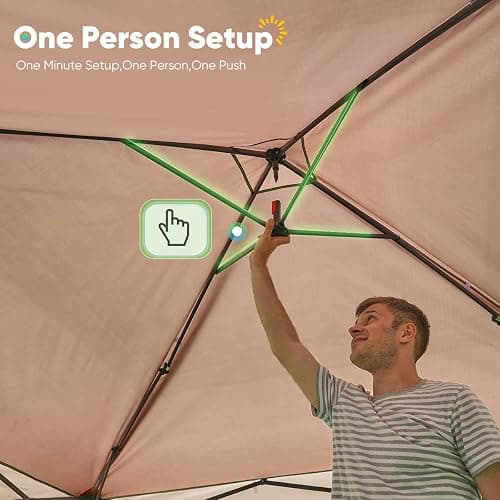 Quictent 10’x10’ Pop up Canopy Tent with Netting, One Person Instant Setup Screen House Room Tent Screened- 2 Magnetic Doors, Waterproof (Khaki) thumbnail 5