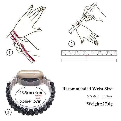 C&L Accessories Bracelets Compatible with Fitbit Versa 3 Bands/Versa 4 Bands/Fitbit Sense 2/Sense Bands for Women Men Beaded Gemstone thumbnail 5