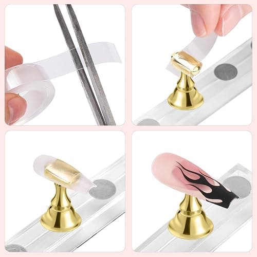 Etercycle Nail Stand Acrylic Nail Art Display Stand Practice Nail Holder for Painting Nails Magnetic Practice Stands with Double-sided Tape For DIY Salon Supplies (Gold) thumbnail 4