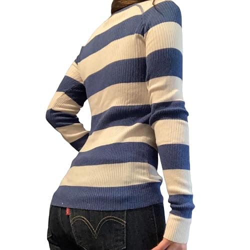 Women Y2K Long Sleeve Top Tee Sexy Patchwork Square Collar Black Basic Slim Fit Blouse Tops Streewear thumbnail 5