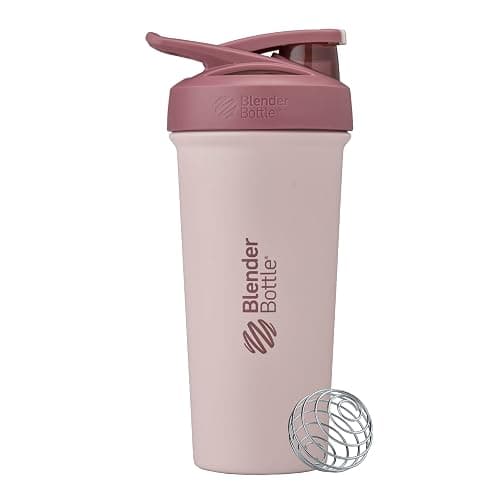 BlenderBottle Sport Sleek Shaker Cup Insulated Stainless Steel Water Bottle with Wire Whisk, 25-Ounce, Red/Tan (Sahara Sunset) - Image 1