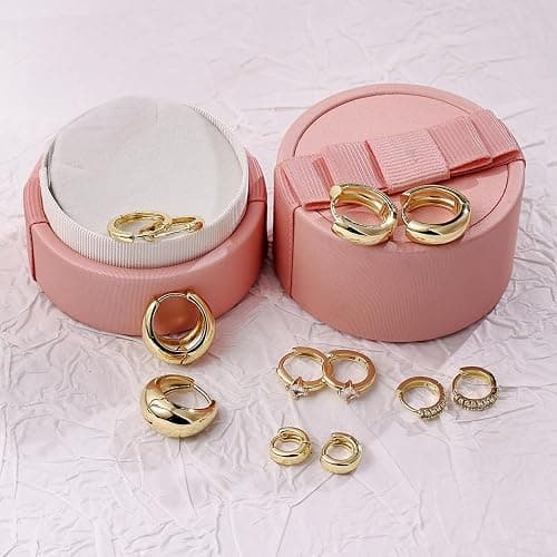 6 Pairs Gold Hoop Earrings Set for Women Trendy Chunky Huggie Dainty Earring Jewelry Small Fashion Hoop Earrings for Gifts thumbnail 5