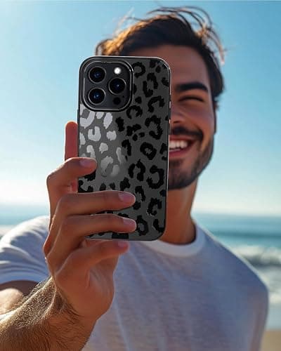 SCORPIFY for iPhone 16 Pro Case [Compatible with MagSafe] with Matte Black Leopard Cheetah Print Design, Cute Magnetic Phone Cover for Women Girls and Men, Slim Bumper with Stylish Pattern thumbnail 6