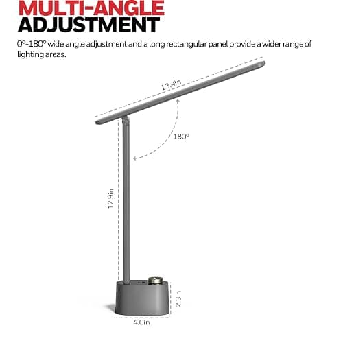 Honeywell HWT-H01 LED Desk Lamp Stepless Dimmable Table Lamp with USB A+C Dual Charging Port Eye-Caring Foldable Desk Light with 3 Color Modes for Home Office Bedroom Reading Study Sunturalux (Gray) thumbnail 2