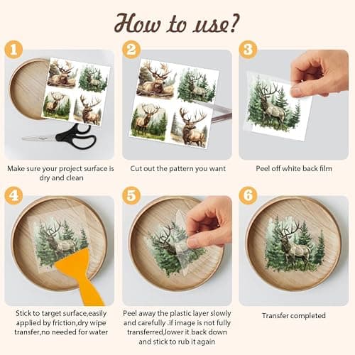 AHANDMAKER 12 Sheets Deer Rub On Transfer Stickers, Elegant Deer Decoration Animals and Flowers Window Sticker for Nature Lovers Scrapbooking Photo Albums Furnitures Laptop, 5.5 x 5.5 Inches thumbnail 4