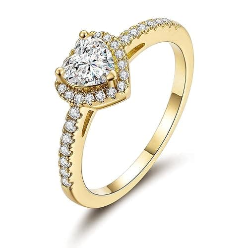 MDFUN Luxurious 18k Gold Plated Cubic Zirconia Wedding Engagement Rings Eternity Bridal Band Halo Rings - Image 1