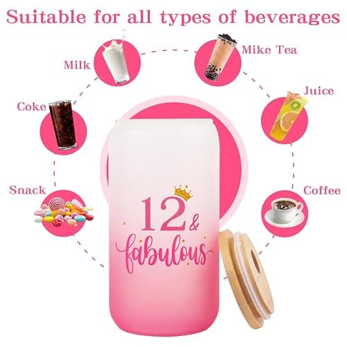 Nwvuop 12th Birthdays Gift for Girls 12 Year Old Girls Birthday Gifts Birthday Glass Cup 16oz. thumbnail 8