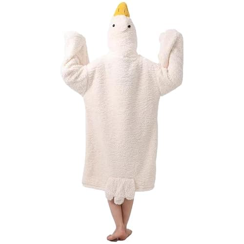 Cute Plush Duck Blanket Hoodie, Soft Warm Wearable for Kids Adults Indoor Lounge - Image 1