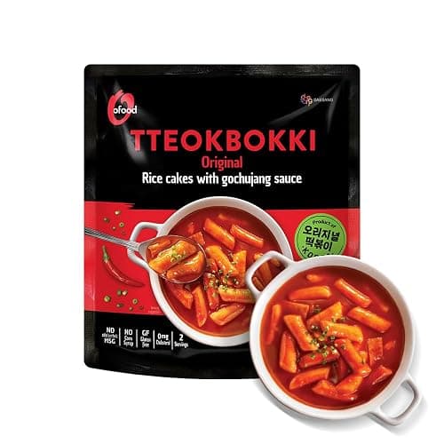 Tteokbokki Korean Rice Cakes – [Original Gochujang | Pack of 1] – Gluten Free | Ready in 3 Minutes | 0 Cholesterol/ 0 Trans Fat | 2 Servings Spicy Street Snack | Healthy/Savory/Spicy - O’food - Image 1
