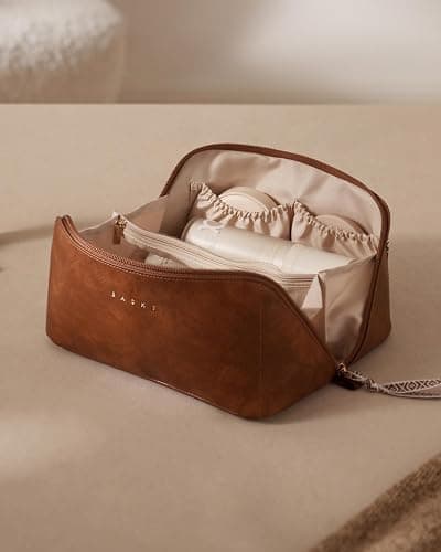 EACHY Travel Makeup Bag,Large Capacity Cosmetic Bags for Women,Waterproof Portable Pouch Open Flat Toiletry Bag Pattern Makeup Bag thumbnail 7