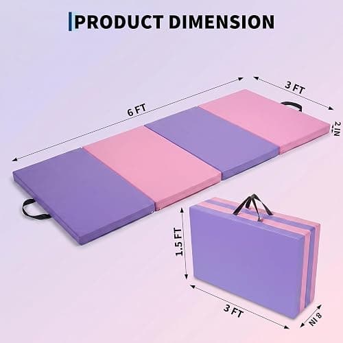 Garvee Gymnastics Mat, 6.2Ft 2-Inch Thick 4-Fold | Exercise Floor Mat for Home Gym, Portable Yoga Mat for Pilates, Aerobics, Martial Arts & Training thumbnail 3