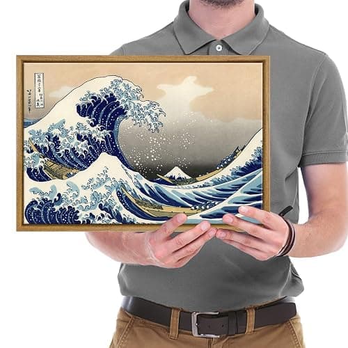 Wieco Art Framed Art Great Wave of Kanagawa Katsushika Hokusai Giclee Canvas Prints Wall Art Abstract Seascape Paintings for Home Living Room Decorations thumbnail 6