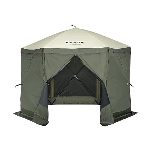 VEVOR Pop Up Gazebo Screen Tent 6 Sided Canopy Sun Shelter with 6 Removable Privacy Wind Cloths & Mesh Windows, 10x10FT Quick Set Screen Tent with Mosquito Netting, Army Green thumbnail 6