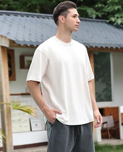 KEEPSHOWING Mens Oversized T Shirts Acid Wash Loose Fit Vintage Washed Tee Shirt Short Sleeve Streetwear Casual T-Shirts thumbnail 2