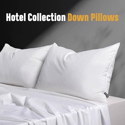 DOWNSTORIA Feather Down Pillow Queen Size Set of 2 Pack, 100% Cotton Hotel Collection Bed Pillows for Sleeping, Down Surrounded Soft Medium Firm Pillows for Side Back Stomach Sleepers 20" x 30" thumbnail 5