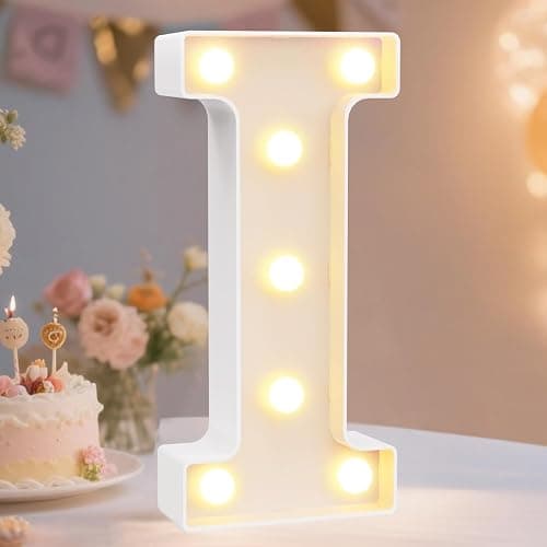 Pooqla LED Marquee Letter Lights Sign, Light Up Alphabet Letter for Home Party Wedding Decoration I - Image 1