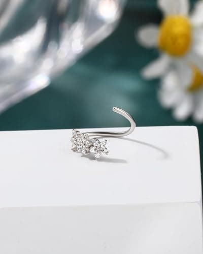 COCHARM 20G 925 Sterling Silver Small Thin Nose Ring Hoop for Women, Silver 7mm - 8mm Adjustable Half Hoop Nostril Piercing Jewelry thumbnail 7