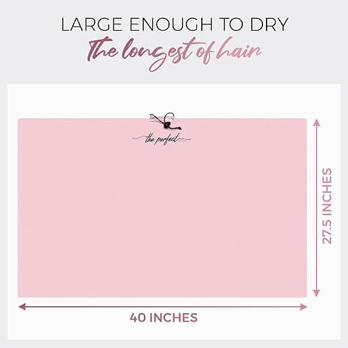 THE PERFECT HAIRCARE Microfiber Hair Drying Towel Wrap for Curly & Wavy Hair - Large Smooth and Silky Curly Hair Product for Women Girls and Kids - Quick Drying - Works for Hair Extensions - Pink thumbnail 3