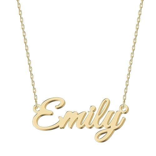 UMAGICBOX Exquisite Personalized Name Necklace|Choose from 14 Font Styles|Customizable 18K Gold Plated Stainless Steel & Sterling Silver Pendant|Unique Gift for Her - Image 1