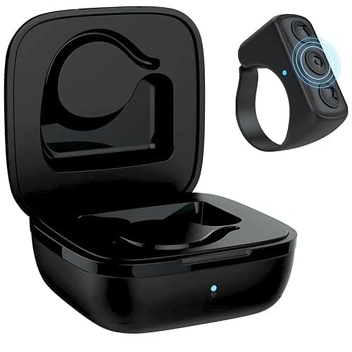 TIK Tok Bluetooth Remote Control Page Turner for iPhone Android Ipad Cell Phone Camera Remote Shutter Selfie Button, Bluetooth Ring for Kindle (Black) - Image 1