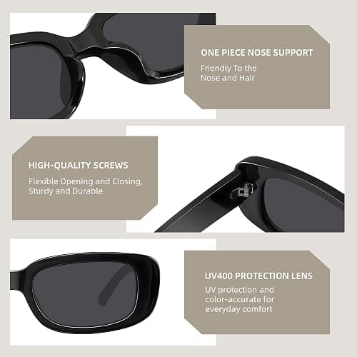 Arkimin Rectangle Sunglasses for Womens Men - Trendy Y2K Retro Sun Glasses 90’s Vintage Fashion UV400 Protection Eyeglasses thumbnail 7