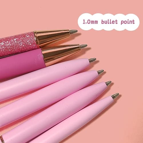 YOXMJDB Pink Pens for Women, 6 Pcs Cute Pens Ballpoint Pen Bulk, 1.0mm Medium Point Black Ink, Office and School Supplies Fancy Nice Pen Gifts for Girls Nurse Teacher (Pink) thumbnail 7